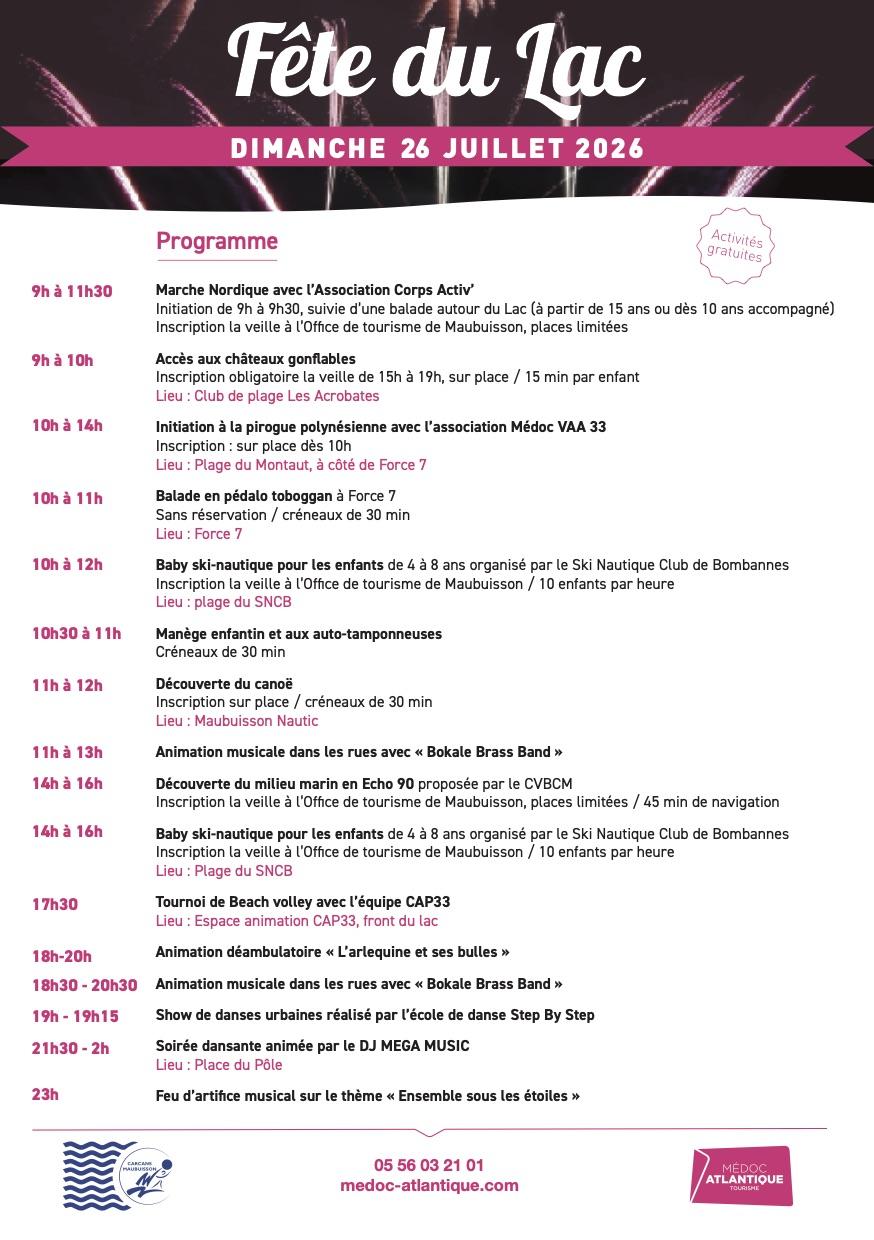 Programme fete du lac 2026
